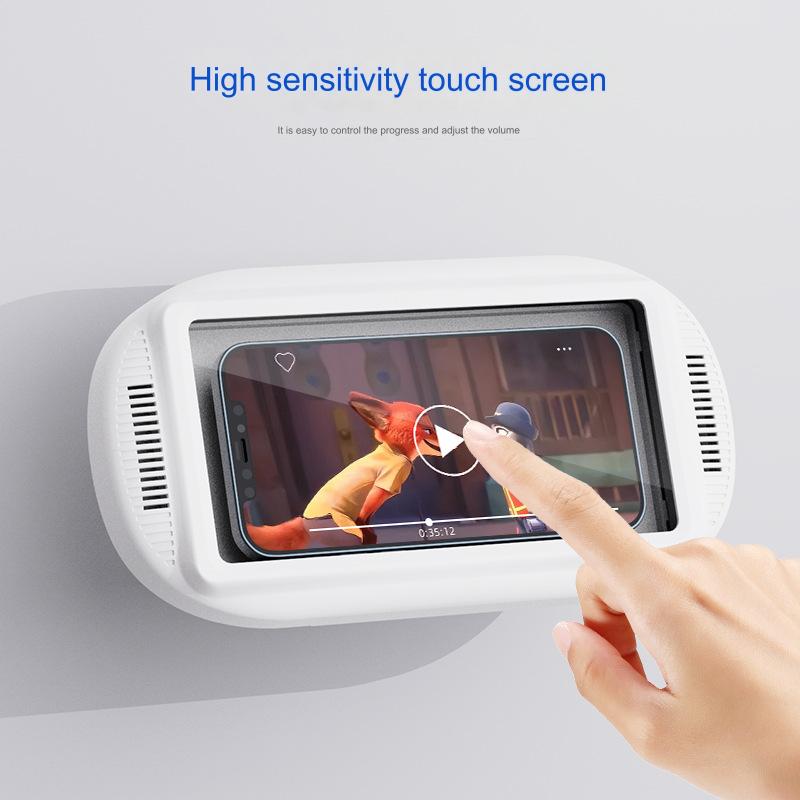 Waterproof touch screen wall-mounted bathroom 360-degree  phone holder rotating folding telescopic punch-free mobile phone box
