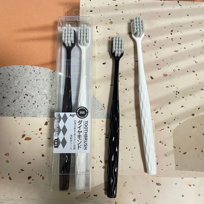 2PCS Toothbrush Double Clean Design Couple Hard Bristles in The Middle The Spiral Soft Brush at The Periphery Oral Toothbrush