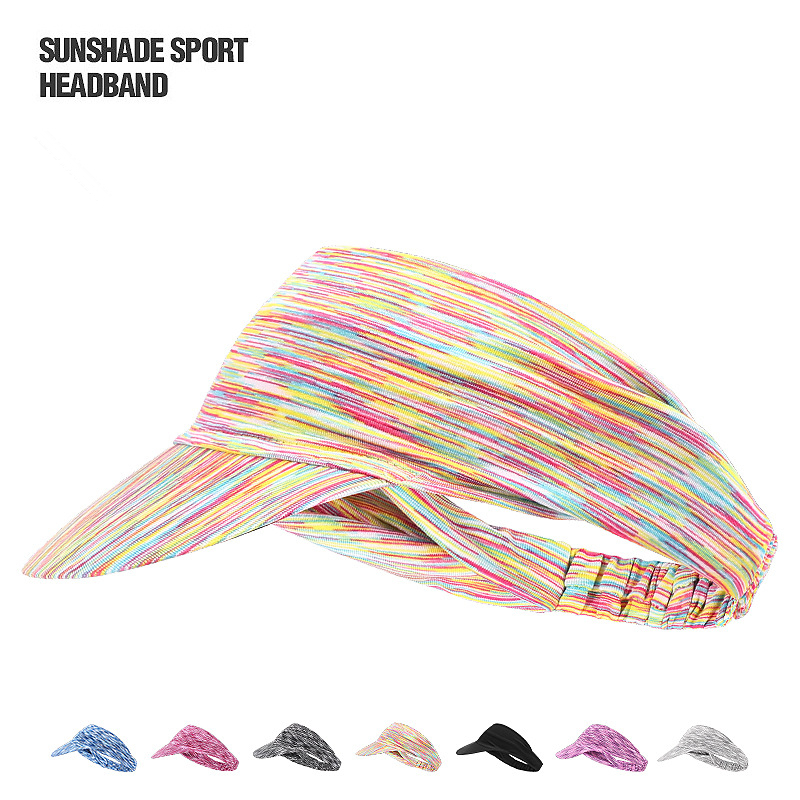 HT014 Women's and Men's Summer Sun Visor Head with Hood Multicolored Stripes UV Protection Empty top Baseball Cap for Outdoor Running Bicycle