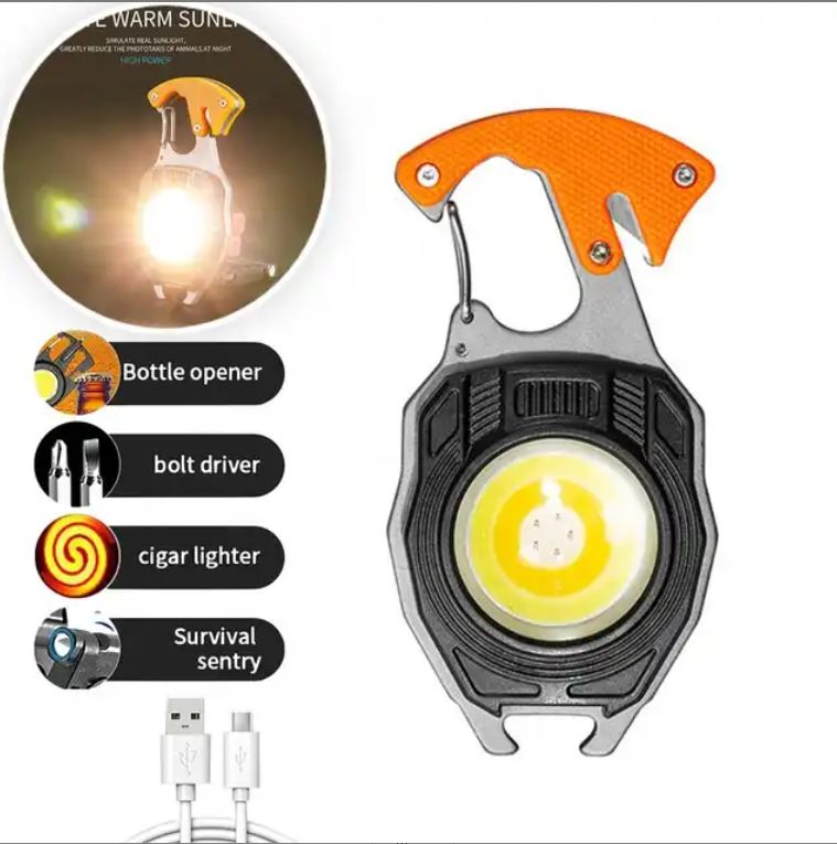 Mini LED Flashlight Keychain Light With Lighter Multifunctional Portable COB Camping Flashlights