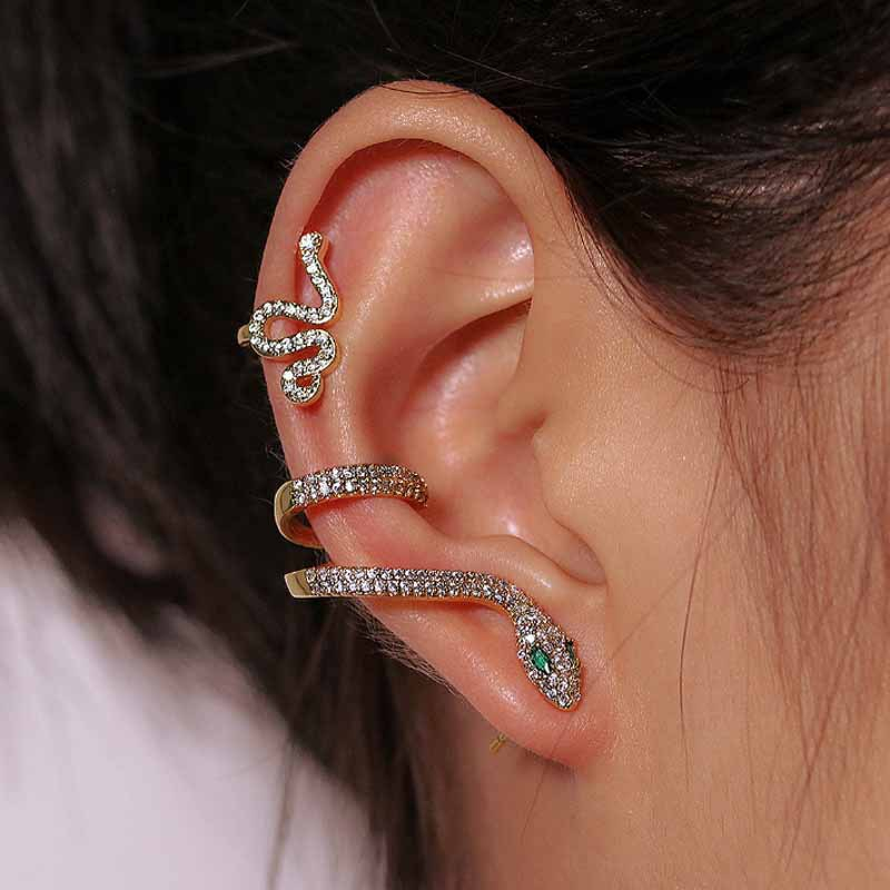 New Fashion Earrings Jewelry Punk Style Snake Zircon Stud Earrings For Women