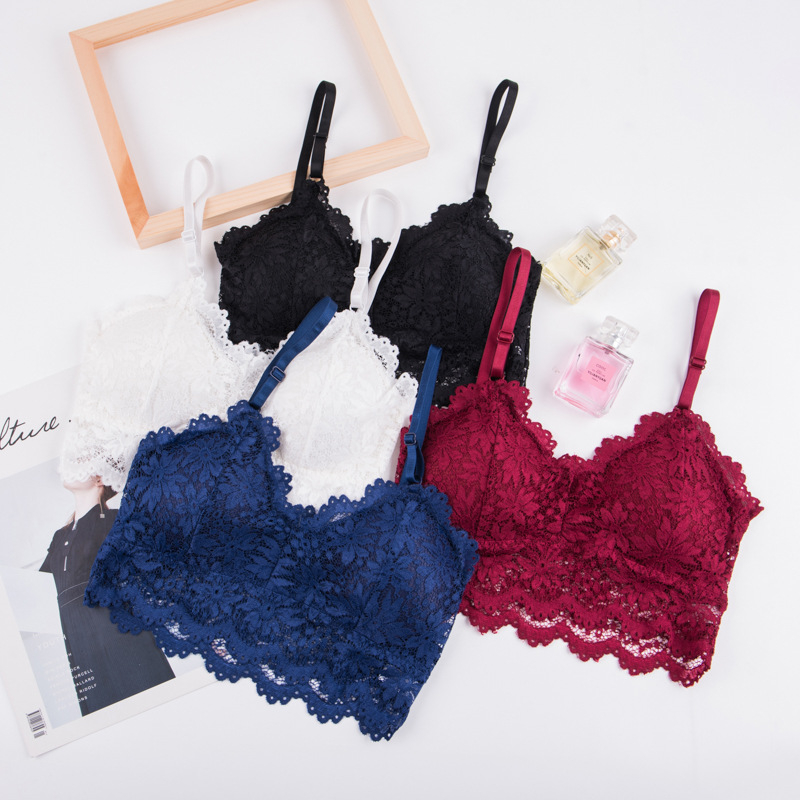 6502 Women's Breathable Tank Tops Summer Seamless Girls Padded Sexy Lace Camisole Ladies Underwear Bra