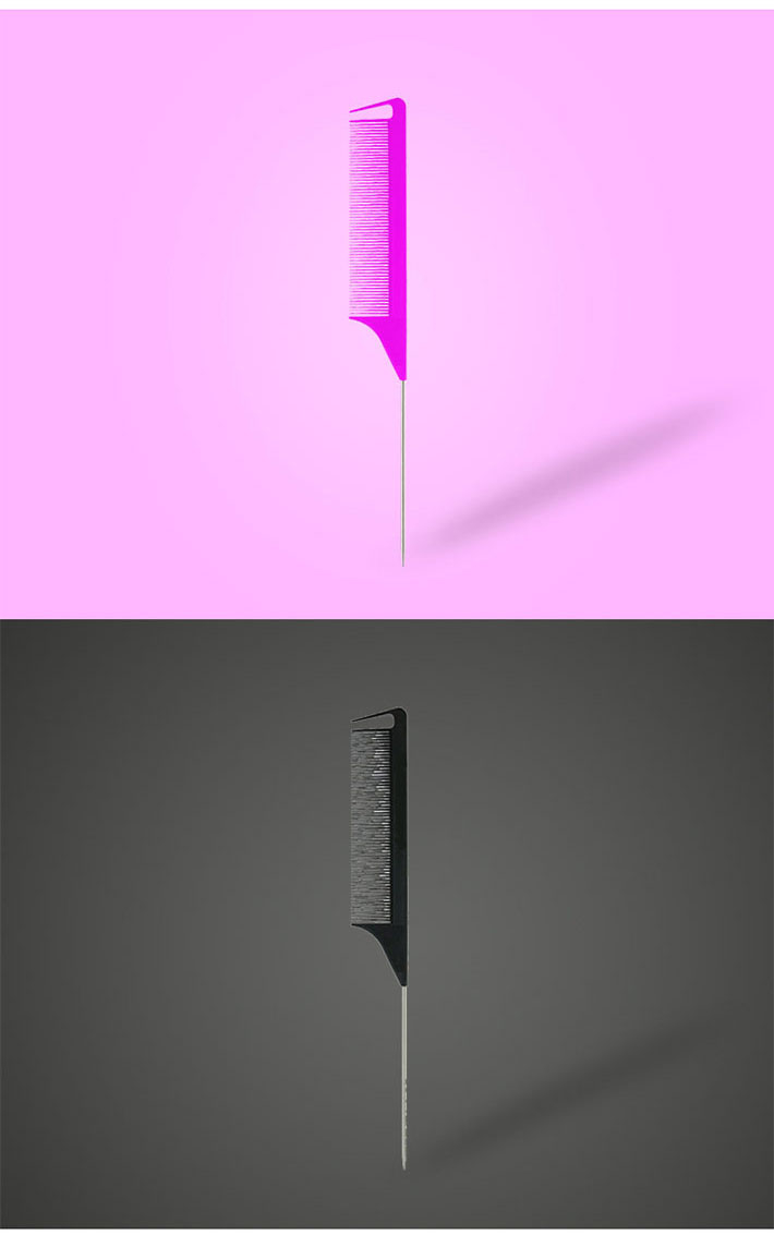 06926 Steel Pin Rat Tail Carbon Fiber Heat Resistant Teasing Combs with Stainless Steel Pintail Salon Styling Combs