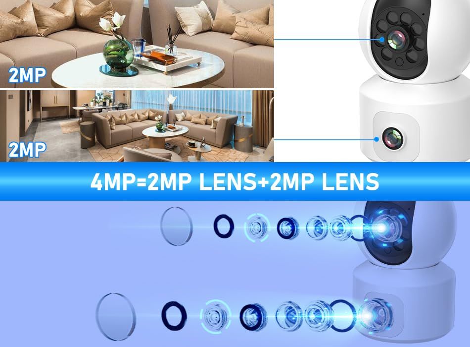 Indoor Pan/Tilt Smart Security Camera, 1080p HD Dog-Camera,2.4GHz with Night Vision,Motion Detection for Baby and Pet Monitor, Cloud & SD Card Storage, Works with Alexa& Google Home (EC70), White