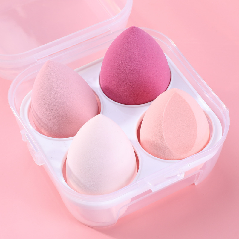 4pcs New Convenient Makeup Sponge Powder Puff Dry and Wet Combined Beauty Cosmetic Ball Foundation Powder Puff Bevel Cut Make Up Sponge Tools