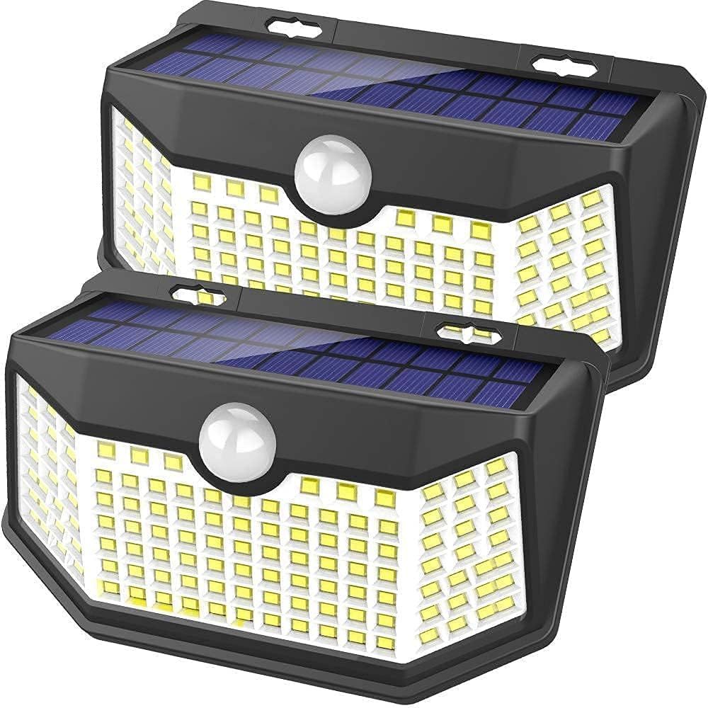 2PCS/BOX 300 LED Waterproof 3 Modes Outdoor Solar Wall Light PIR Motion Sensor Solar Wall Light
