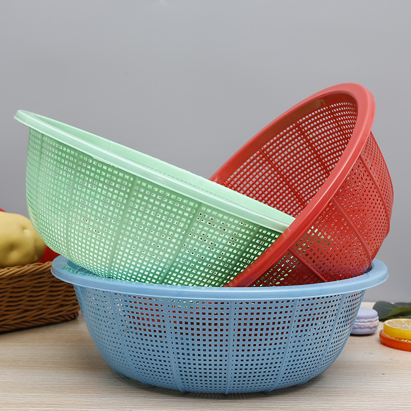 113017 Kitchen Hollow Drain Basket Washing Basket Storage Household Large-capacity Plastic Basin Washbasin