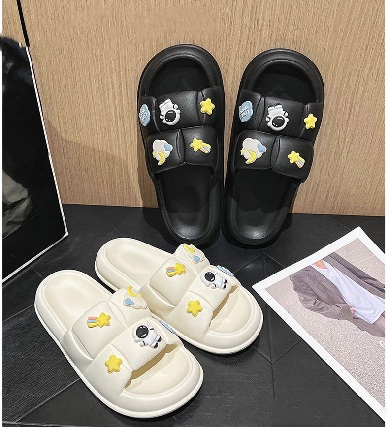 0052 Women Cute Astronaut Decoration Slipper Indoor Thick Soles Non-Slip Silent Bathroom Sandals