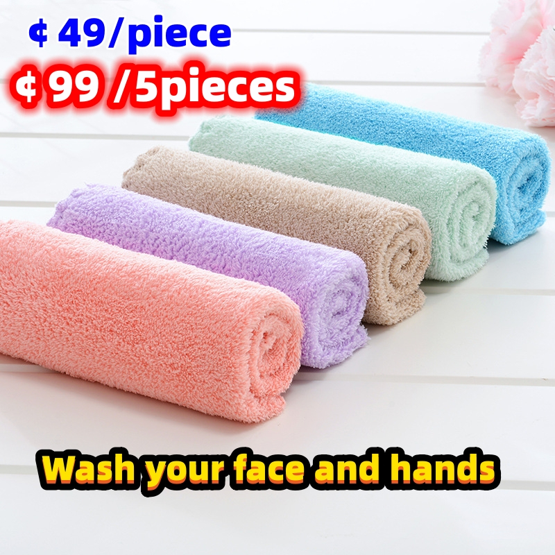 Purple Pink Green Blue Coffee Wipe a hand towel, wash a face towel CRRshop free shipping hot sale home bed bath soft towel High density coral velvet small square towel Children's absorbent towel Size 30 * 30 cm Baby saliva towel Wash face towel