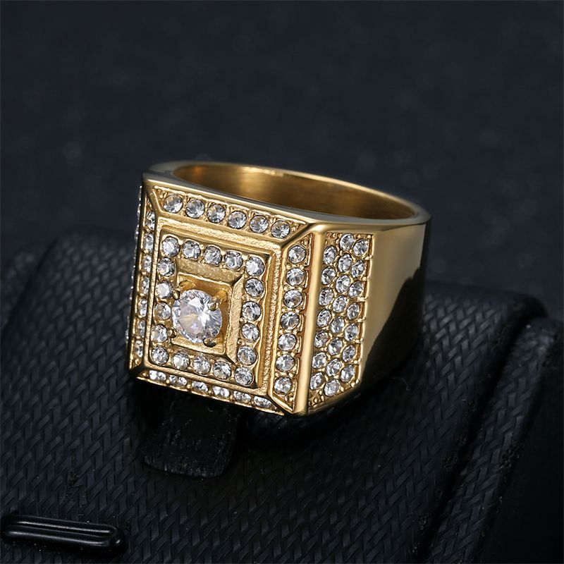 853249 Men Titanium Steel Zircon Rhinestone Gold Silver Alloy Rings For Man Male Fashion Hip Hop Ring Hand Accessories Jewellery