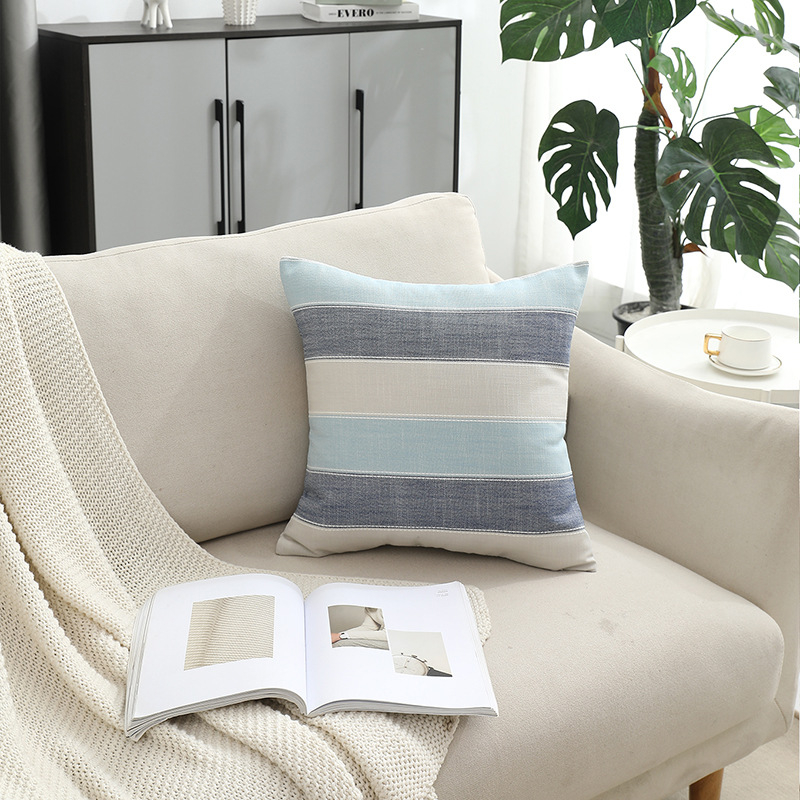 0714-1 Geometric Stripe Throw Pillowcases Covers Home Decorative Cotton Linen Cushion Covers Sofa Chair Bed 45x45cm
