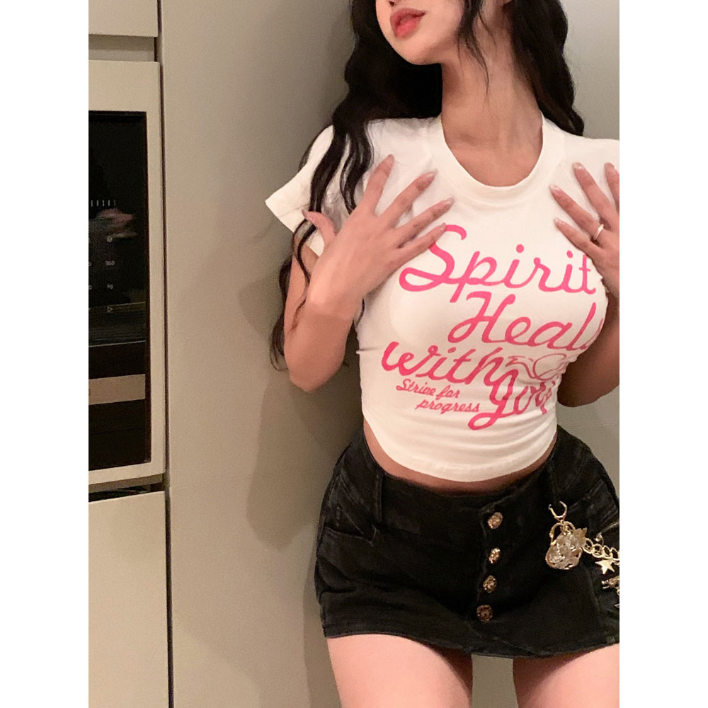 women's print t-shirt vintage gothic girl top sweet sexy clothes