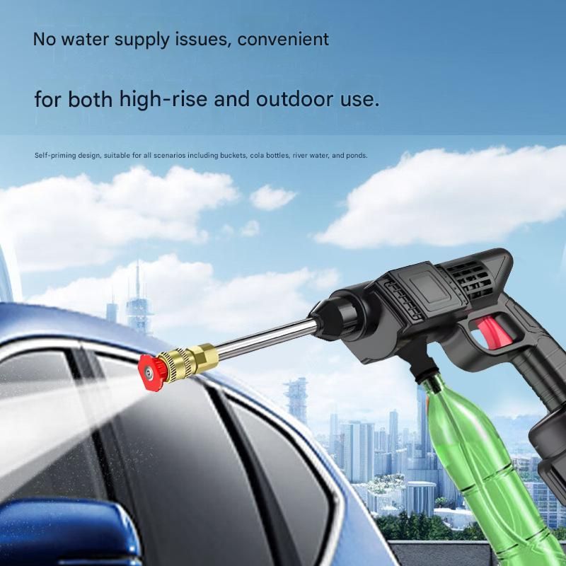 Cordless High Pressure Car Washer Rechargeable Electric Washing Gun Portable Wireless High Power Water Spray Gun for Home Car Cleaning

