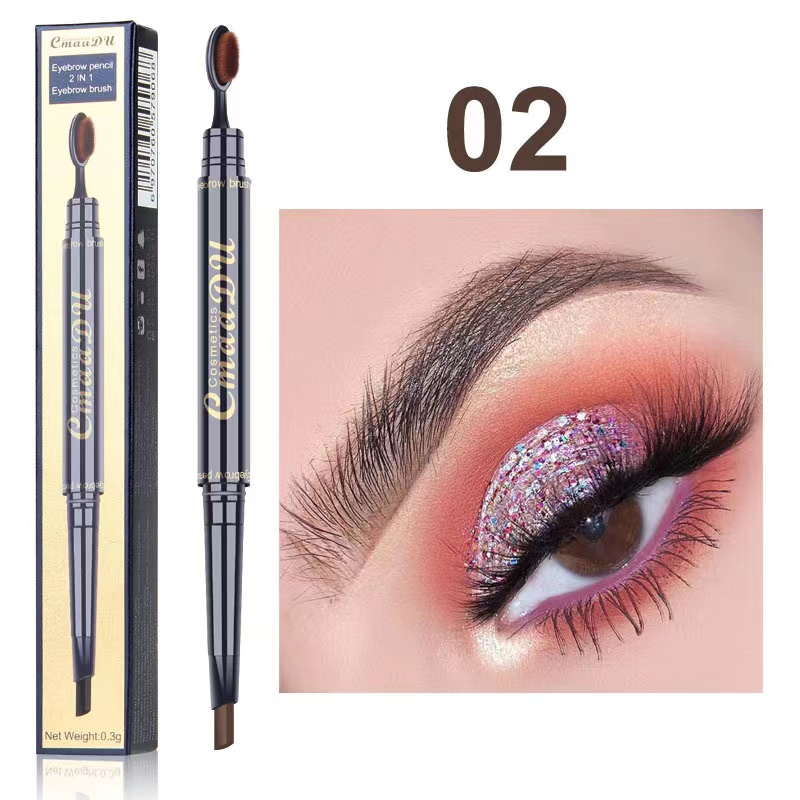 CmaaDu Double Head Waterproof Lasting Pigments Tattoo Eye Brow Pen Eyebrow Pencils with oval Brush Eyes Makeup 5 Colors 
