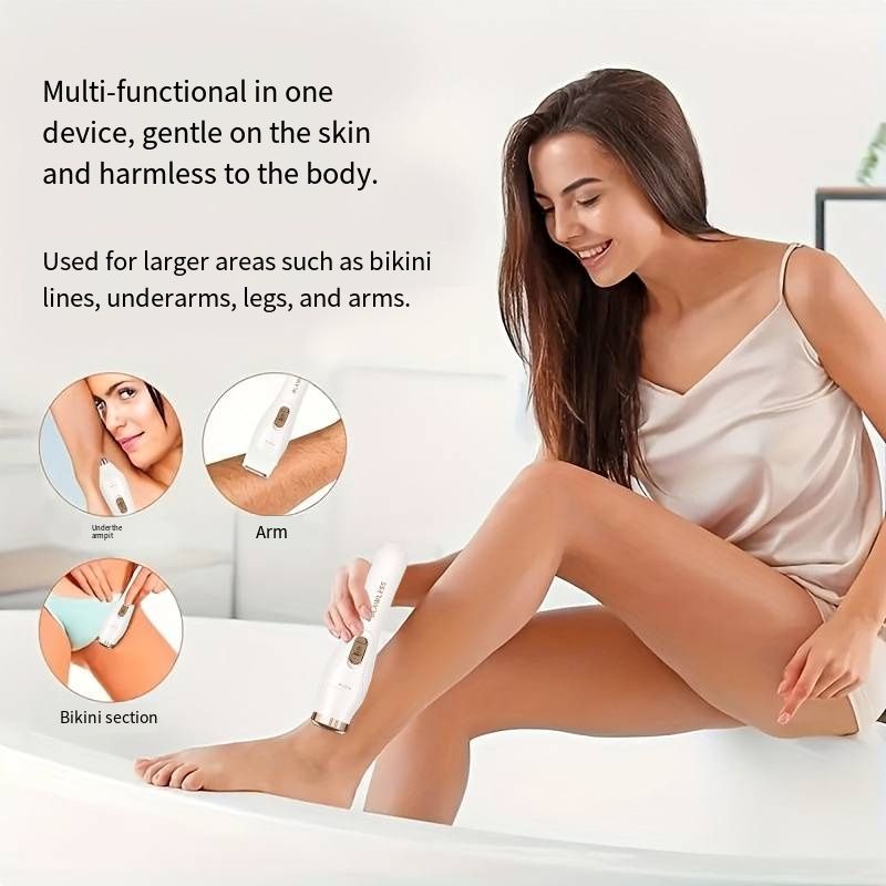 3/4 IN 1 Women Electric Shaver Multifunctional Hair Trimmer Portable Painless Hair Removal Device USB Rechargeable Waterproof Eyebrow Nose Armpit Bikini Legs Body Hair Shaving Tool for Ladies Daily Travel Use