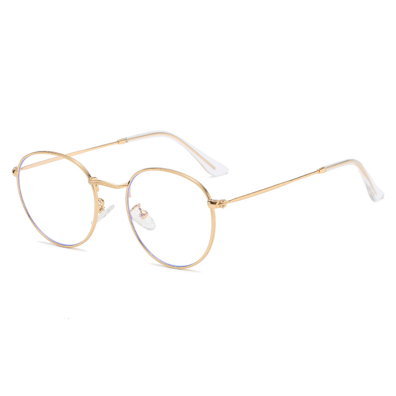 3447 New Metal Multicolor Frame Retro Round Face Trend Myopia Blue Film Frame Glasses