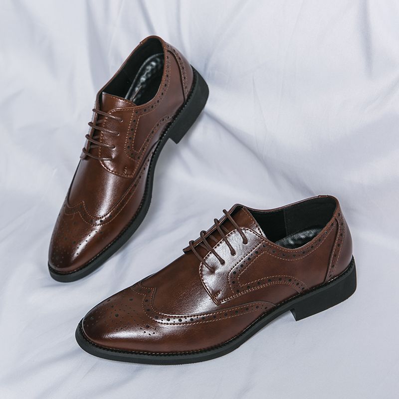 Men Oxford Brogue Leather Shoes Man Elegant Dress Formal Shoe Male Footwears The Suit For Official Office Wedding Party Business