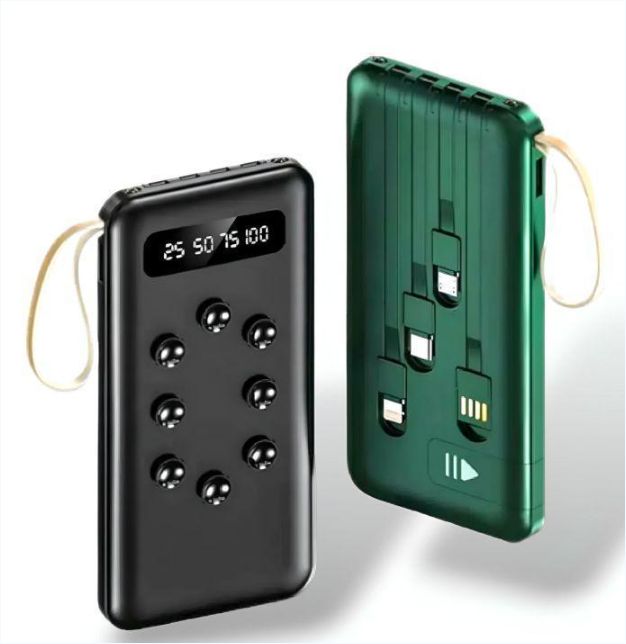 Power Bank 30000 Mah 100% Magnetic Suction Cups Ultra Slim Li-polymer Battery power bank - 4 built-in cables 2.1A fast charging