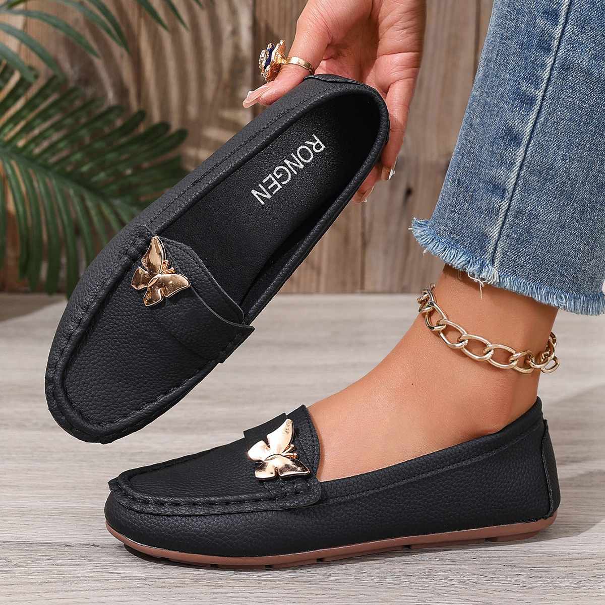Doudou Shoes Women's 2025 Spring/Autumn New Korean-style round-toed, shallow-mouthed, comfortable and versatile flat women's casual shoes