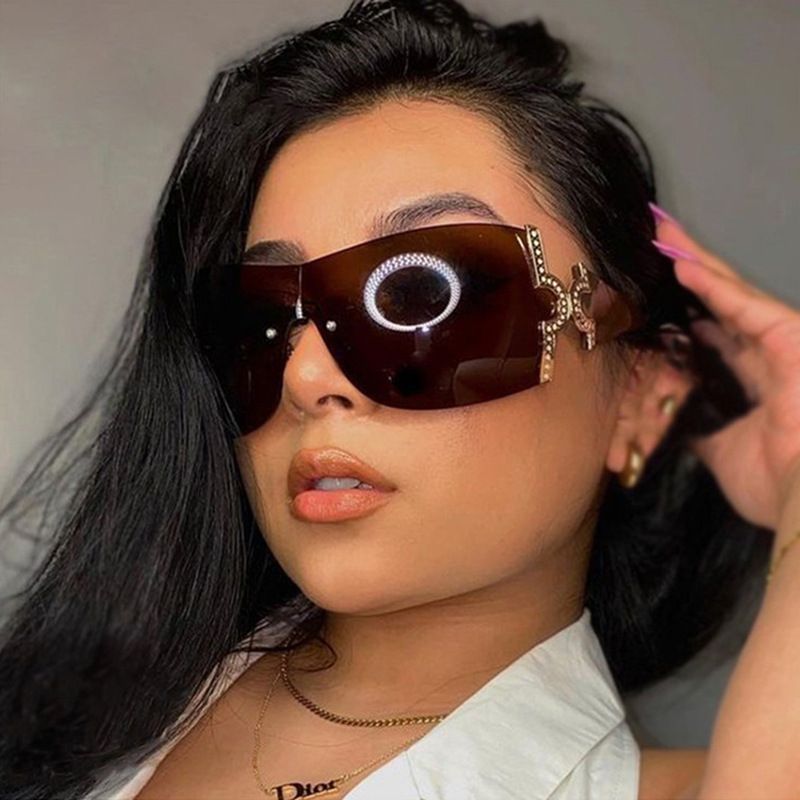 912 Women's New Rimless One-Piece Sunglasses Going Out Cycling Glasses