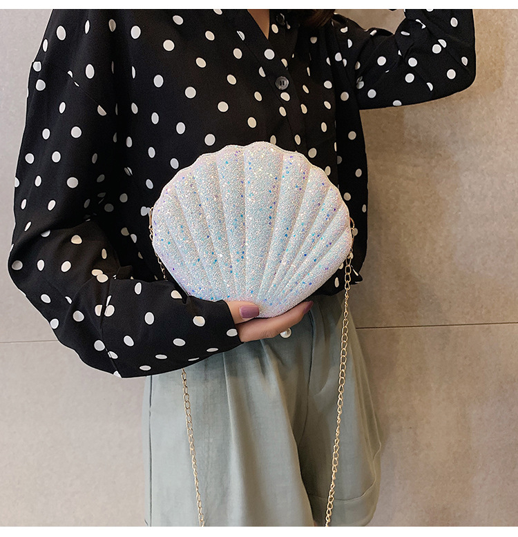 Shoulder bag CRRshop free shipping hot sale female new fashion trend shiny crystal shell cross-body mini bag Korean version fairy fashion versatile shoulder bag women Chain messenger bags