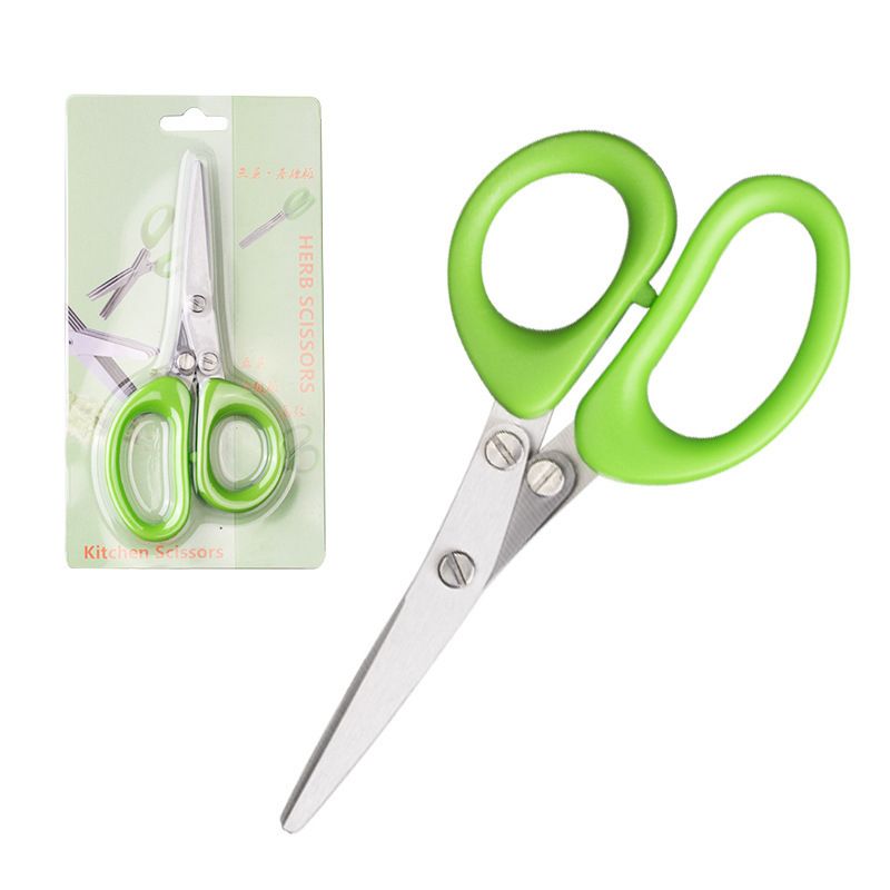 Multi functional stainless steel five layer scallion scissors, seaweed shredded food scissors, strong multi-layer kitchen cooking