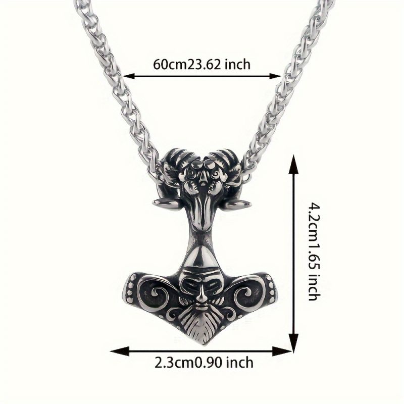 Necklace ,Mythical Viking Metal Odin Ram Thor Hammer Pendant Necklace,free shipping chain