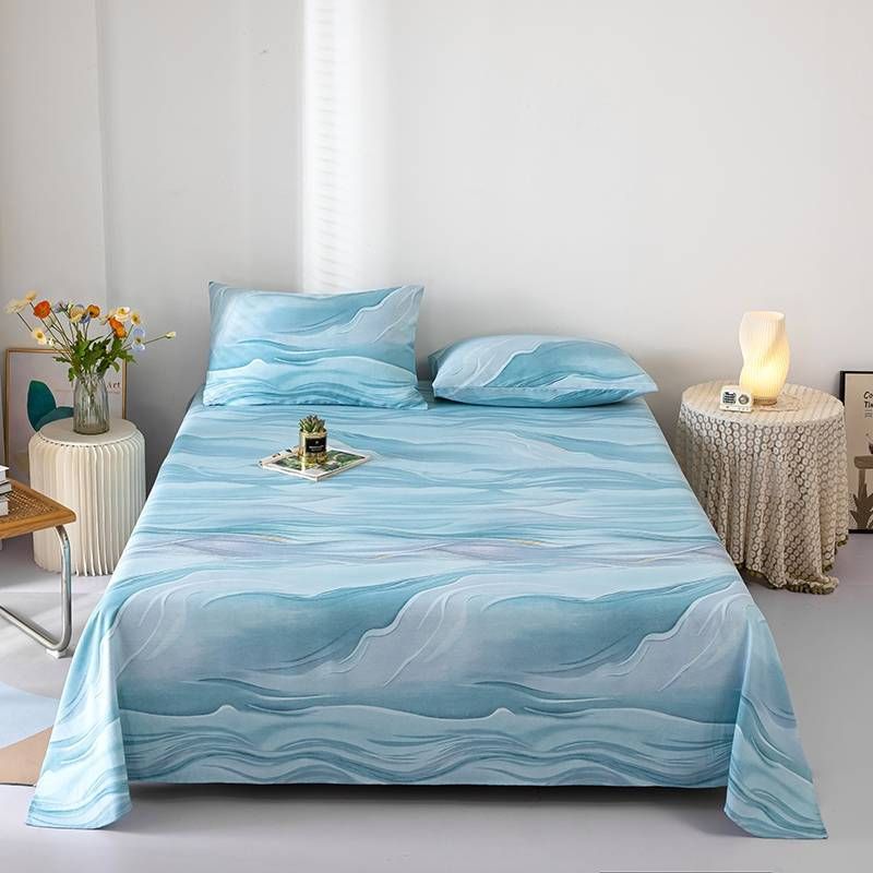 A-class raw cotton fine yarn printed pure cotton bed sheet 150*230cm，230*245cm，245*270cm ，pillowcase 48*74cm ，ventilate，colorfast high end，