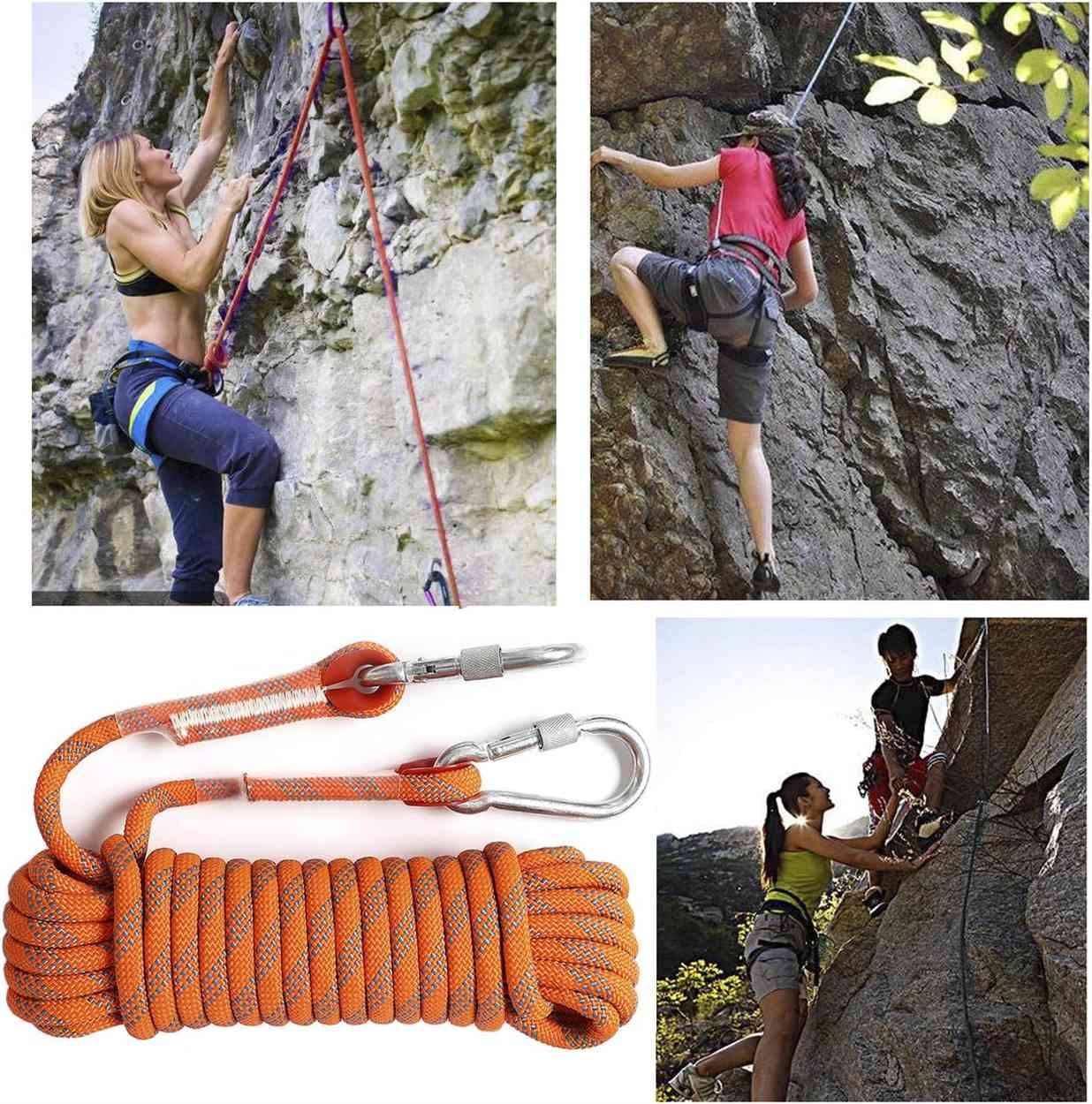 Outdoor Climbing Rope 10M(32ft) Static Rock Climbing Rope for Escape Rope Ice Climbing Equipment Fire Rescue Parachute