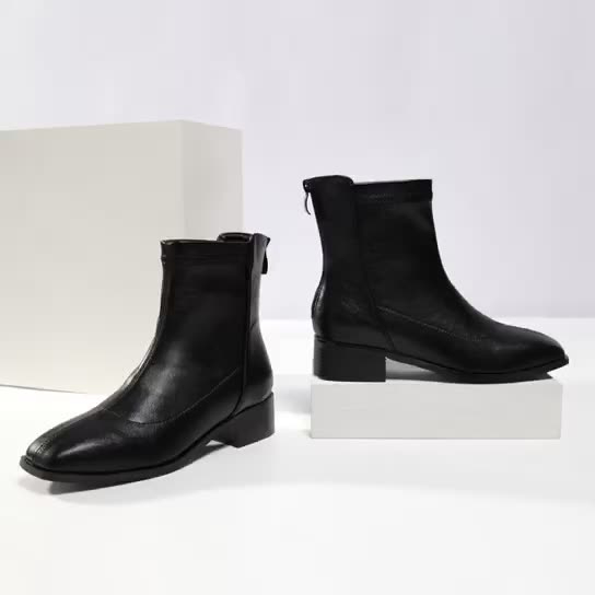 PL0099 Women's Ankle Boots Back Zipper Casual Fall Short Booties