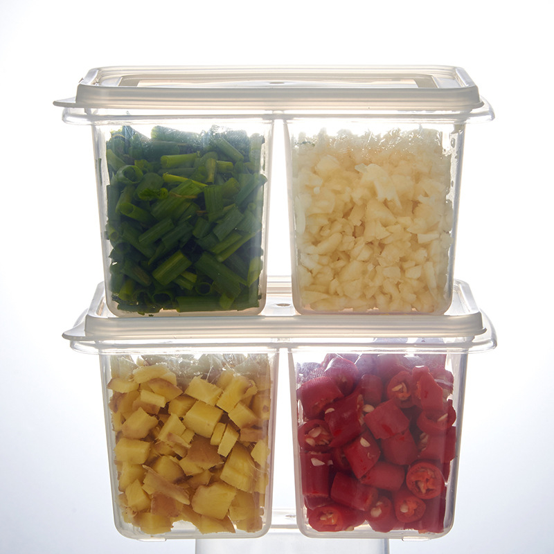 MD-7072 2pcs Clear Double-grid Food Fresh-keeping Box