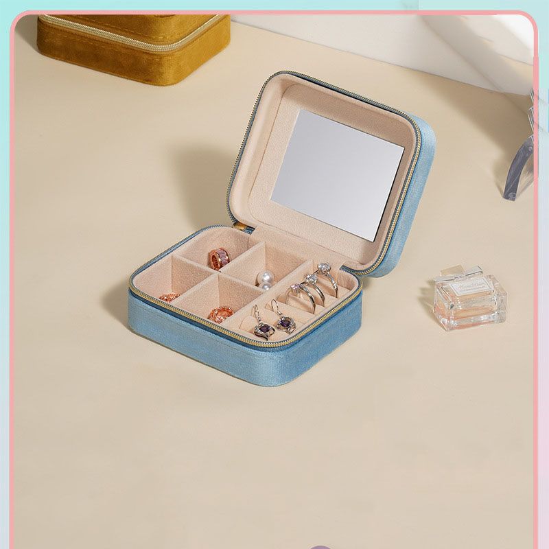 CD-2387 Small Travel Jewelry Box Organizer Women Gifts Jewelry Packaging With Mirror