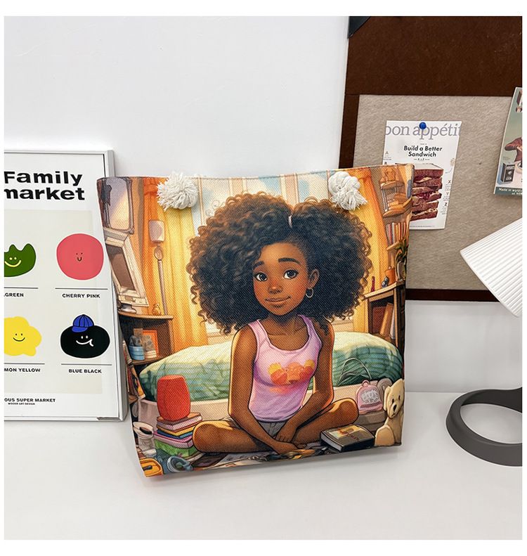 Miss DG Painting hand bag Cartoon canvas bag Large capacity Beauty Tote bag Shopping shoulder bag