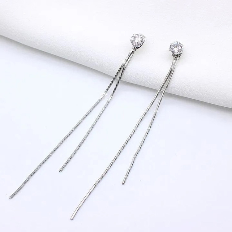 2021 Women Elegant Earrings Long Crystal Tassel Dangle Earrings for Women Wedding Drop Earing Hot Jewelry 