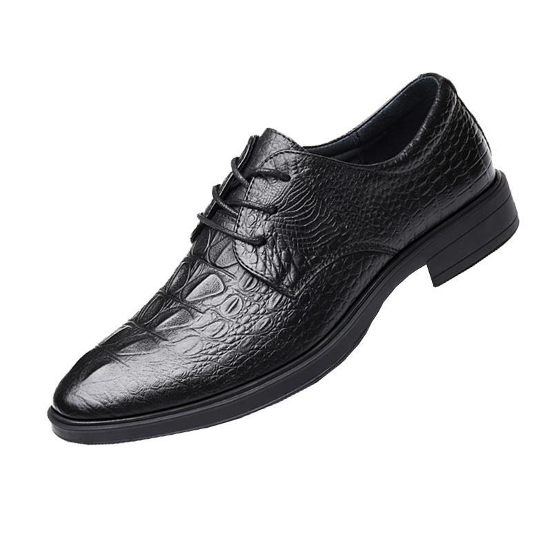 Men's real leather business shoes CRRshop free shipping male new fashion trend crocodile leather shoes Men's cowhide breathable business dress casual leather shoes large size 38 -42 43 44