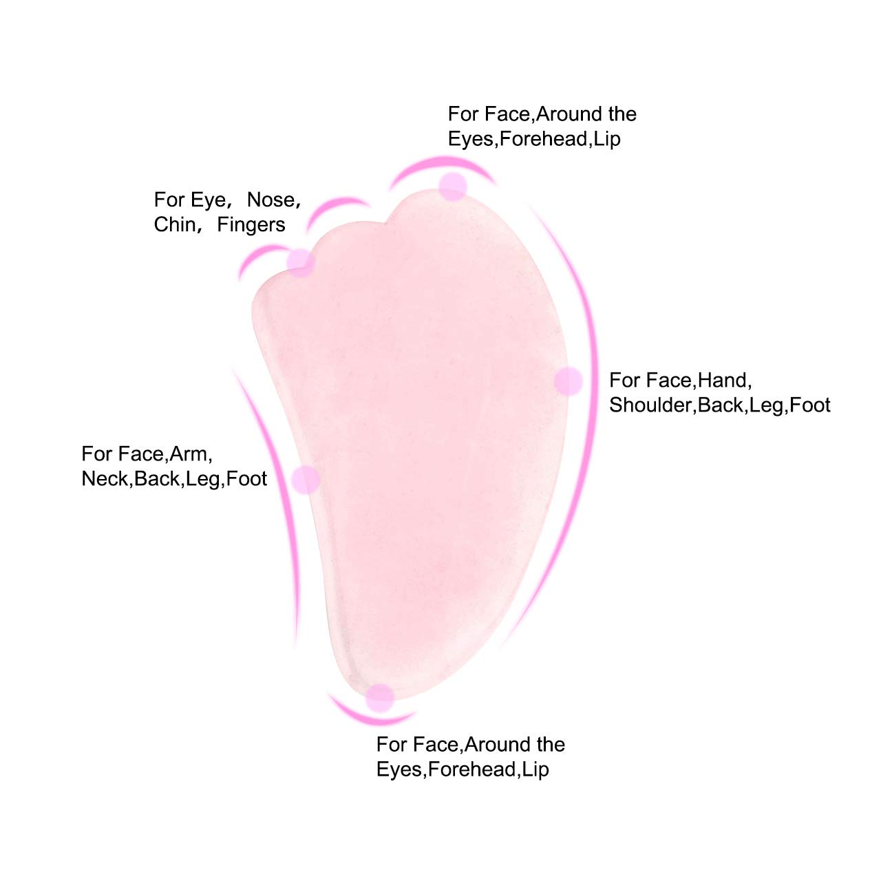 Natural Rose Quartz Stone Gua Sha Scraping Massage Tool, Healing Crystal Guasha Board Facial Massager Traditional Scraper Tool