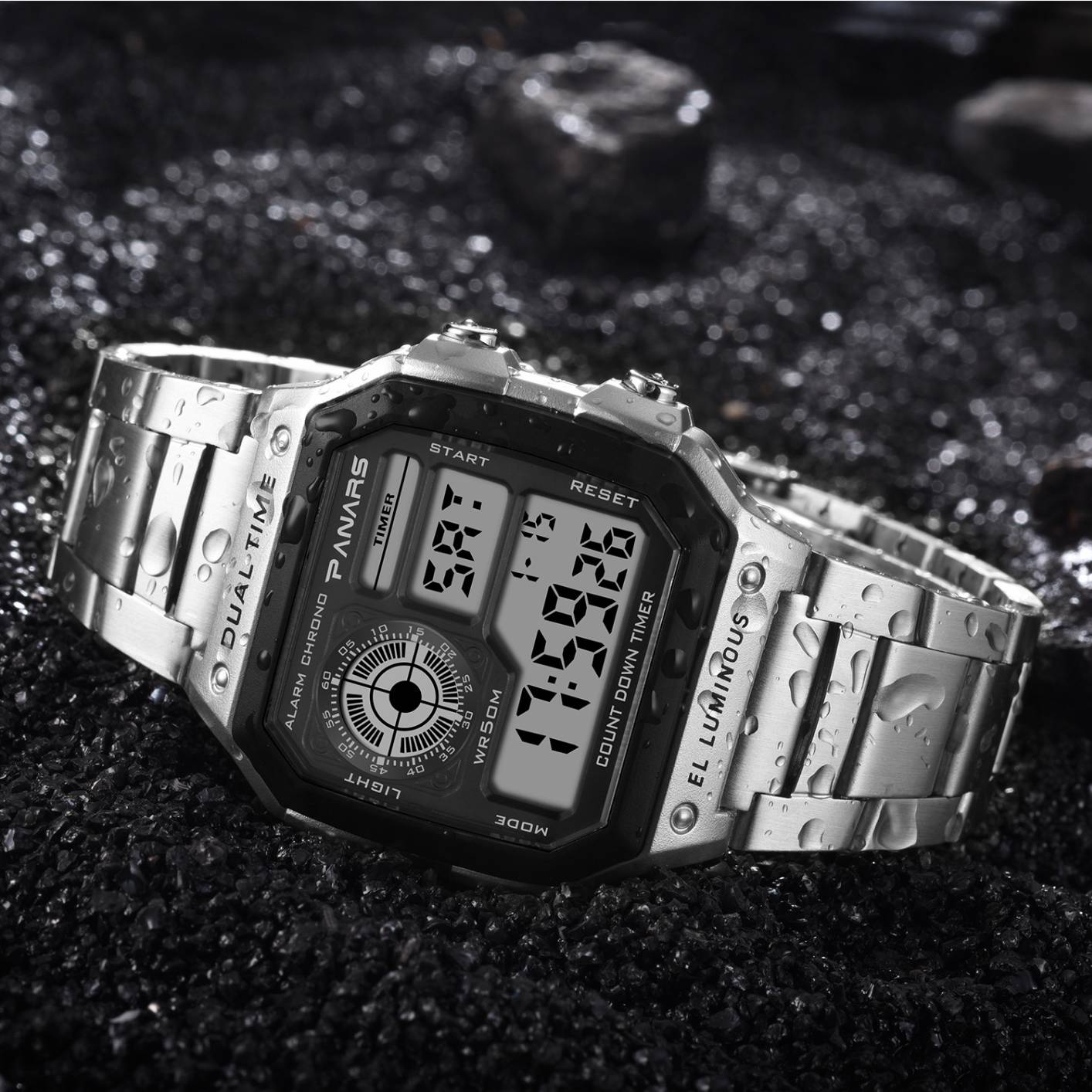 Waterproof luminous multi-function sports electronic watch square fashion electronic watch