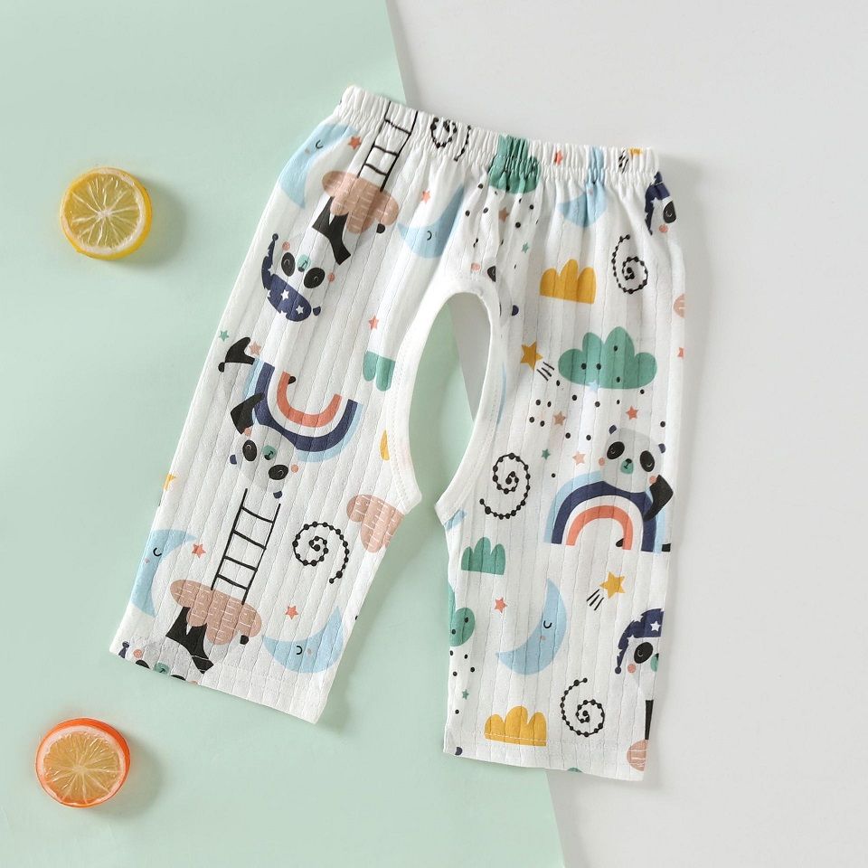 Baby Summer Open-Crotch Pants, Cute Printed Cotton 3/4 Pants, Breathable Casual Trousers for Toddler Infants, Sizes 73-110cm, Single Pack, Soft Baby Pants for Boys Girls
6
