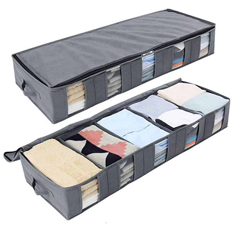 Underbed Storage Containers , With Durable Woven Material, Clear Window, Underbed Storage Solution for Comforter, Bedding, Clothing