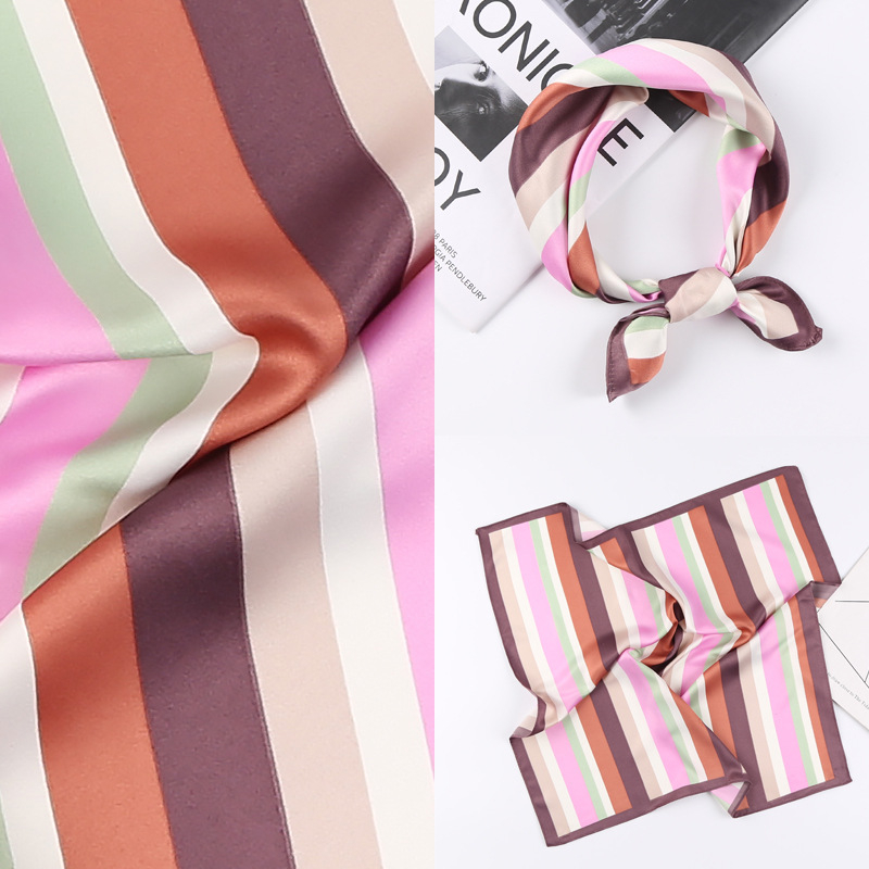 HH50-1 Silk Feeling Scarf Small Square Satin Head Scarf for Women 50*50cm