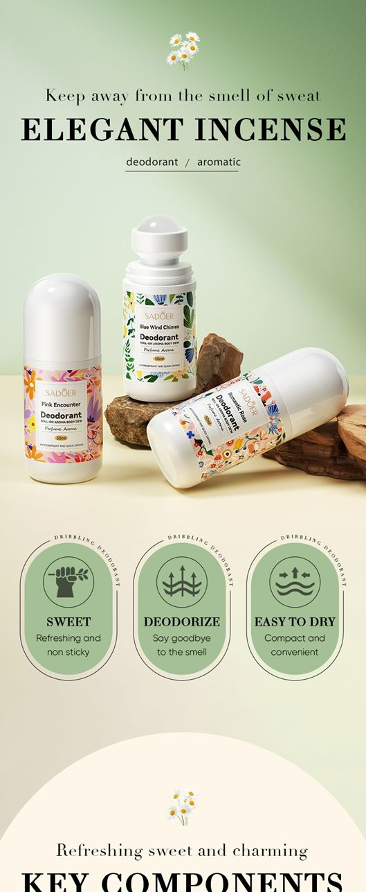 【2 bottles = 74.92GHS, 5 bottles = 155.09GHS】Lanfengling Roll-on Deodorant Small portable roller deodorant