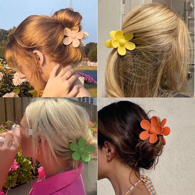 712501-08 Fashion Solid Color Flower Shaped Design Hair Claw Bath Clip Ponytail Clip For Women Girls Hair Accessories Gift