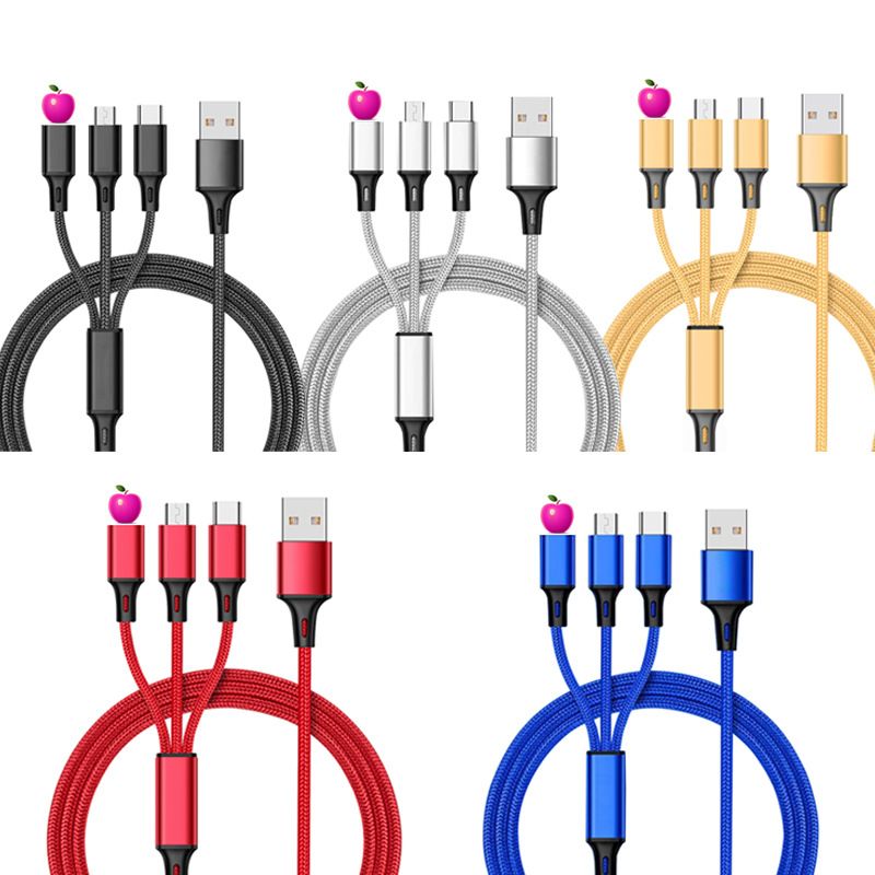 USB phone data cable, 3-in-1 charging cable, suitable for Apple, Android, type-c