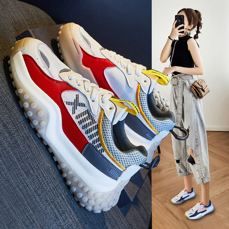 Women's New Spring Breathable and Comfortable Mesh Shoes,Non Slip and Wear Resistant Plate Shoes,Thick Sole Casual Shoes