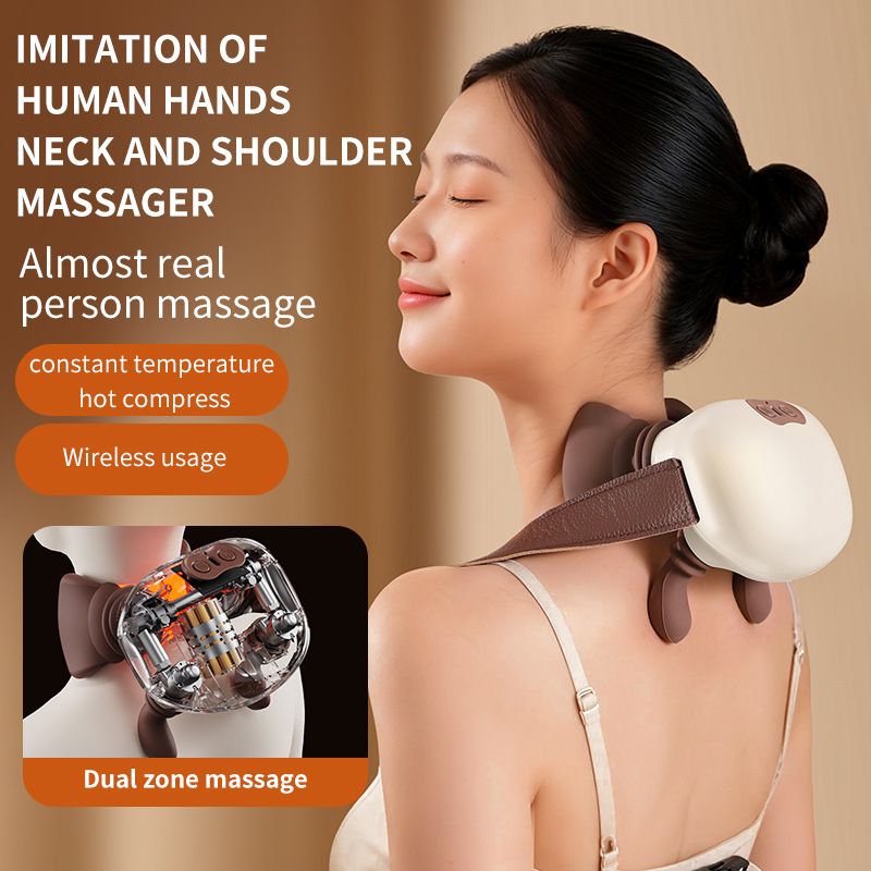 Portable 5-Finger Neck Shoulder Massager Simulate Human Hand Kneading Massage Machine USB Rechargeable Cervical Massager For Home Office Car Relieve Muscle Soreness