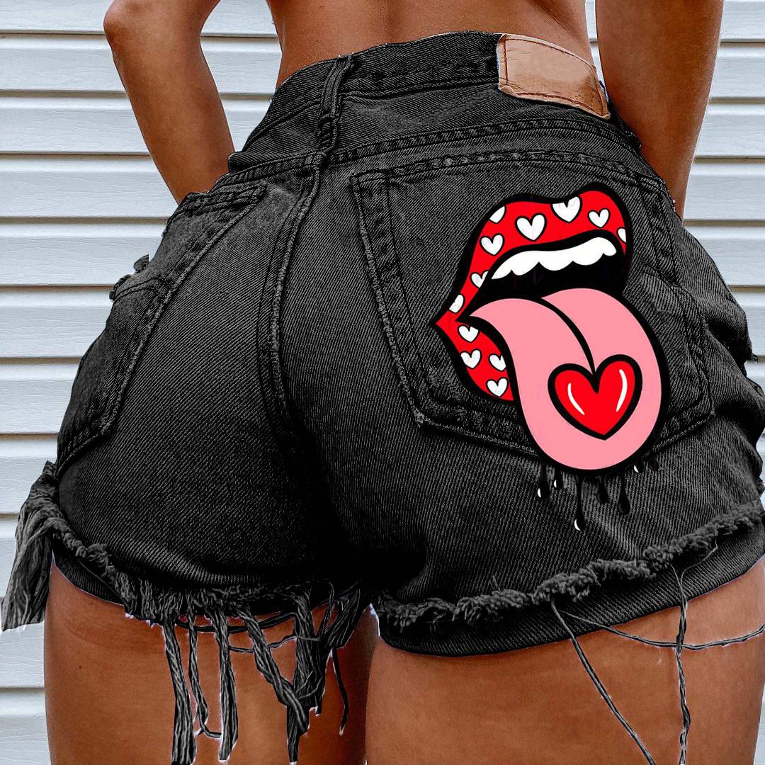 2028 Women's Shorts Pocket Print Pattern Statement Jeans