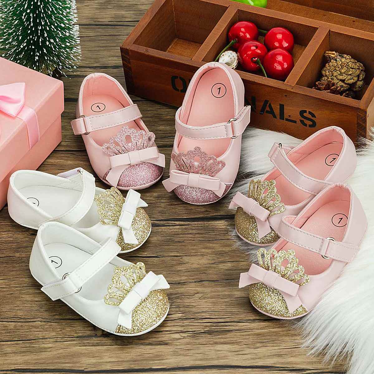 New fashion sequin Crown Princess Shoes Lady Little Kids Shoes Non-slip soft soled toddler shoes Baby shoes 1631