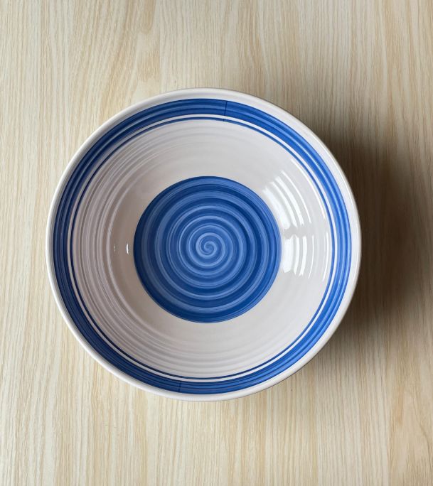 GR 12" glossy colored high-quality large melamine kitchen spiral lines decal design tableware bowl