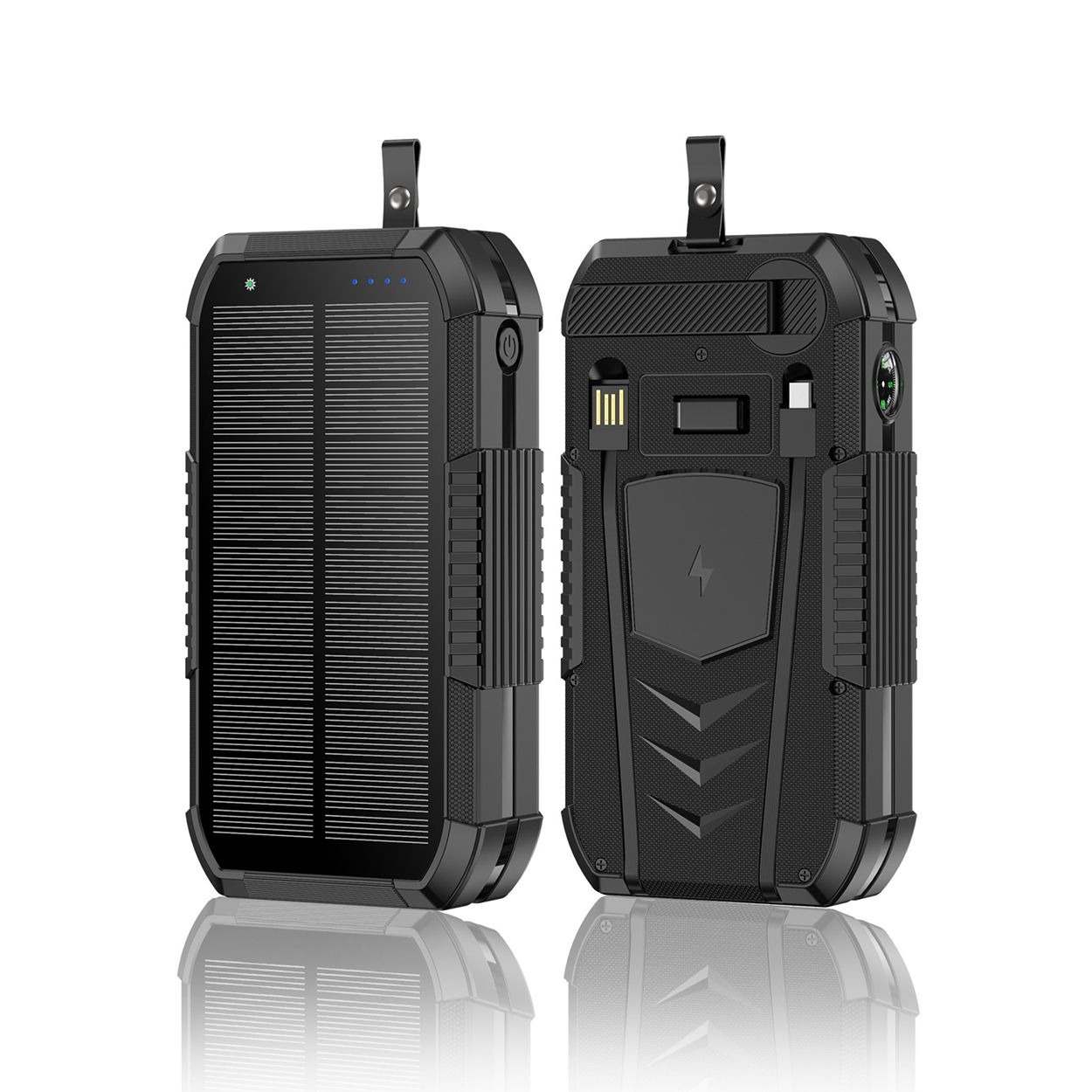 40000 mAh solar powered hand crank charger with built-in cable wireless charging PD 22.5W fast charging mobile power bank
