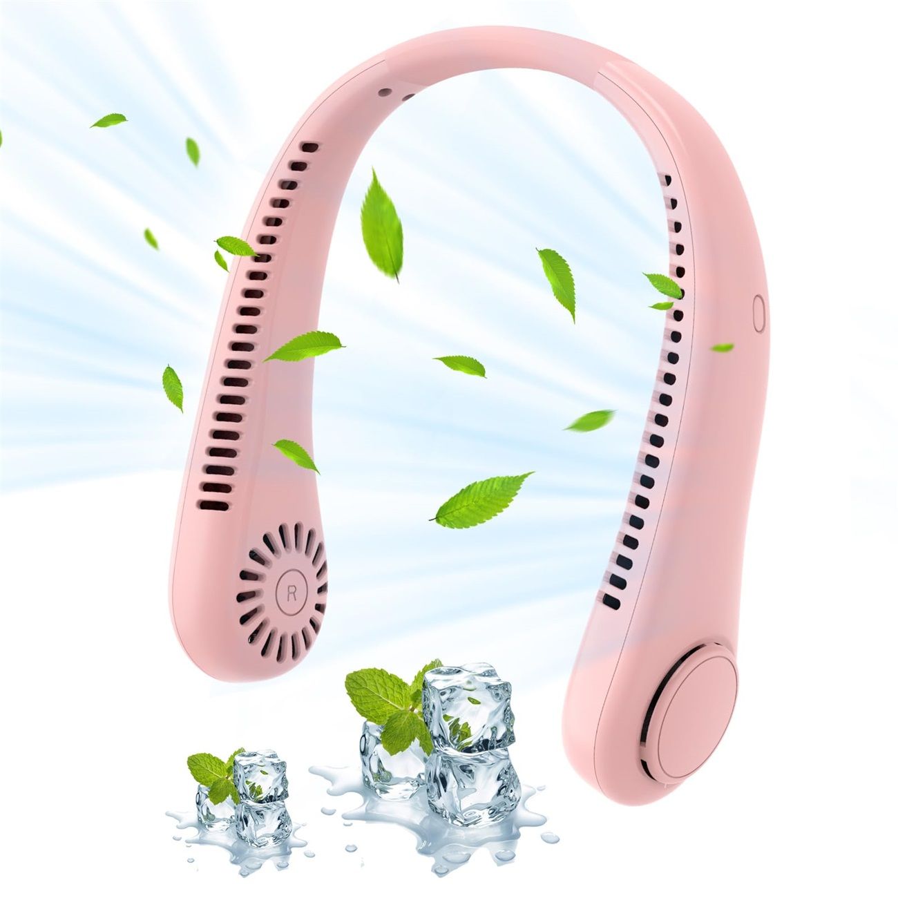 Portable Neck Fan, USB Rechargeable Wearable Hanging Bladeless Hands Free Fan with 3 Speeds, 360°Cooling Personal Fan for Men Women Kids Home Outdoor